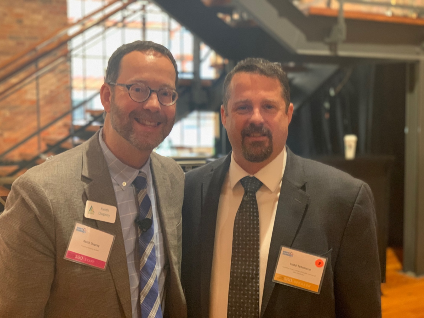 Keith Duprey, Executive Director at DHIT, with Todd Telemeco, Founding Dean of the College of Health Sciences at UNC Pembroke.